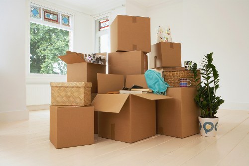 Boxes and household items prepared for man and van removals in Ruislip