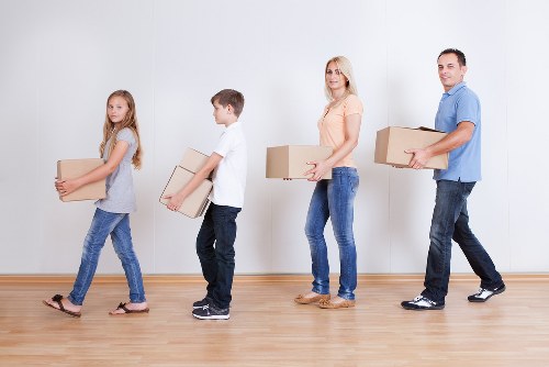 Packed moving boxes prepared for local truck hire